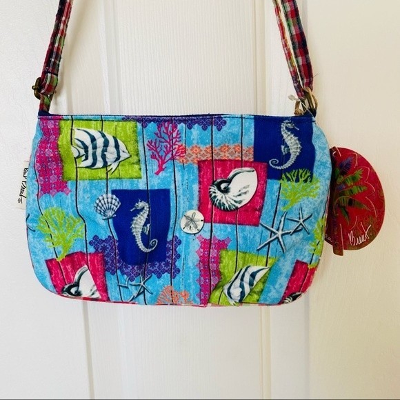 Summer Beach Canvas Crossbody Womens Purse Artsy Colorful - Picture 2 of 10
